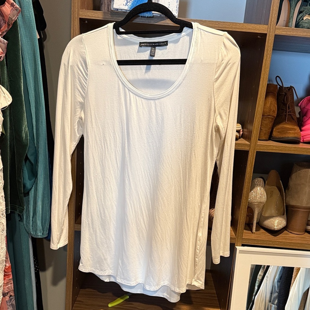 White House Black Market Ivory Long Sleeve Blouse